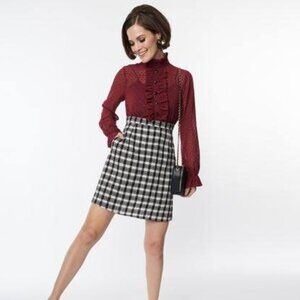 Smak Parlour 1960s Ruffle Neck Empire A-Line Dress Size Large 10/12 New NWT